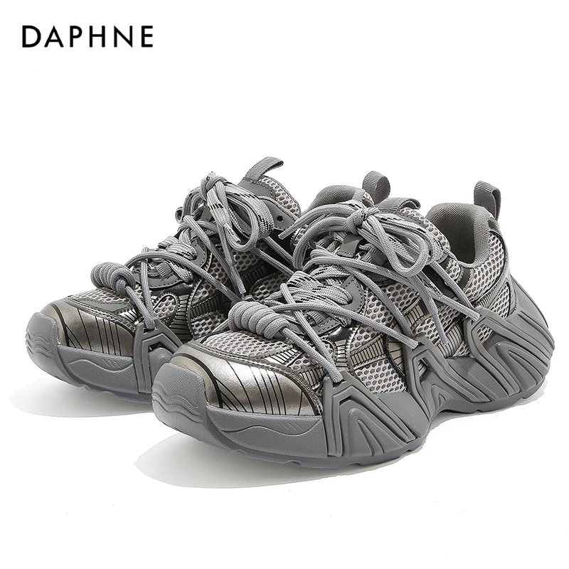 Daphne/达芙妮时髦百搭透气运动鞋女2025夏季新款潮流厚底老爹鞋