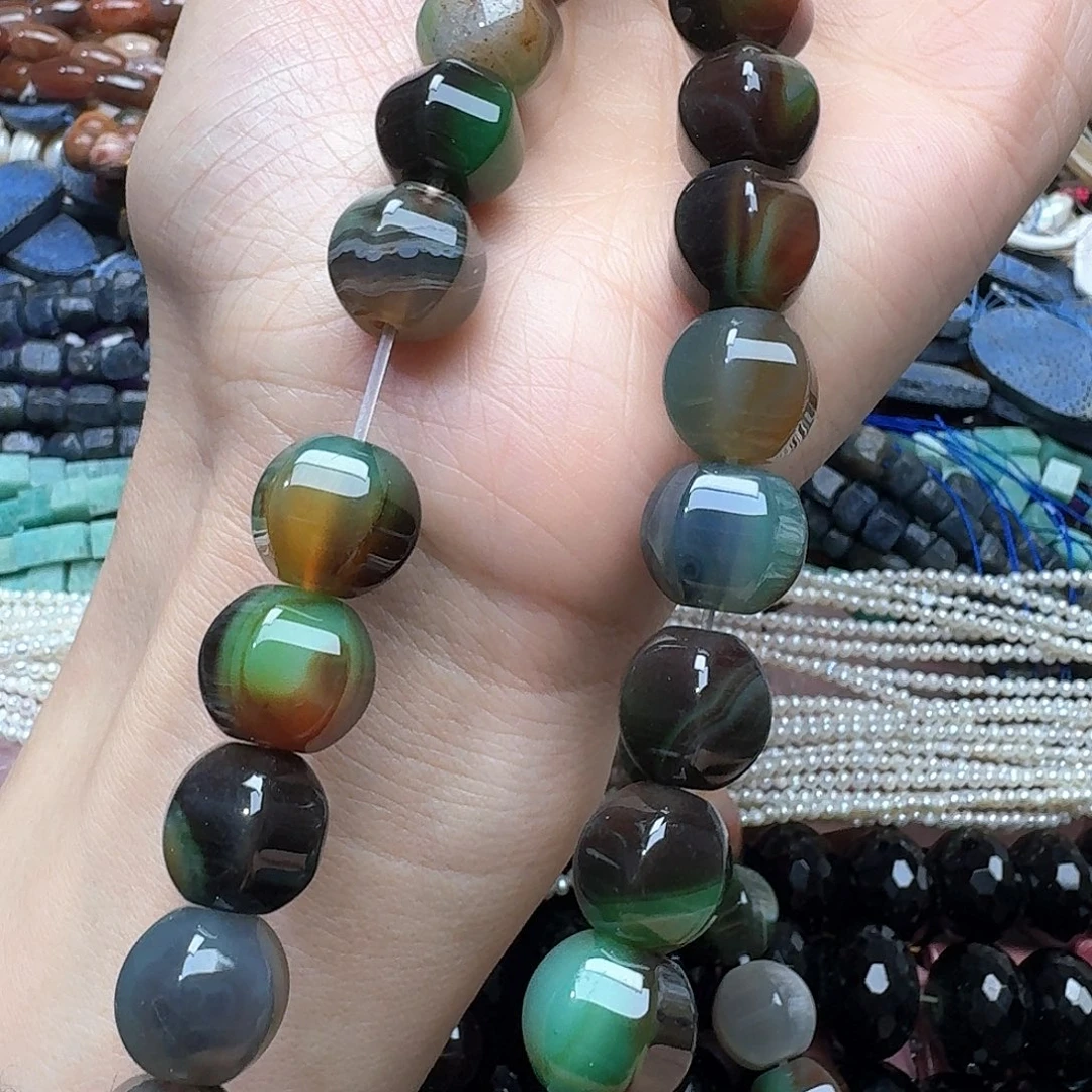 葡萄石合金珠宝半成品一条15mm孔雀玛 瑙灯笼