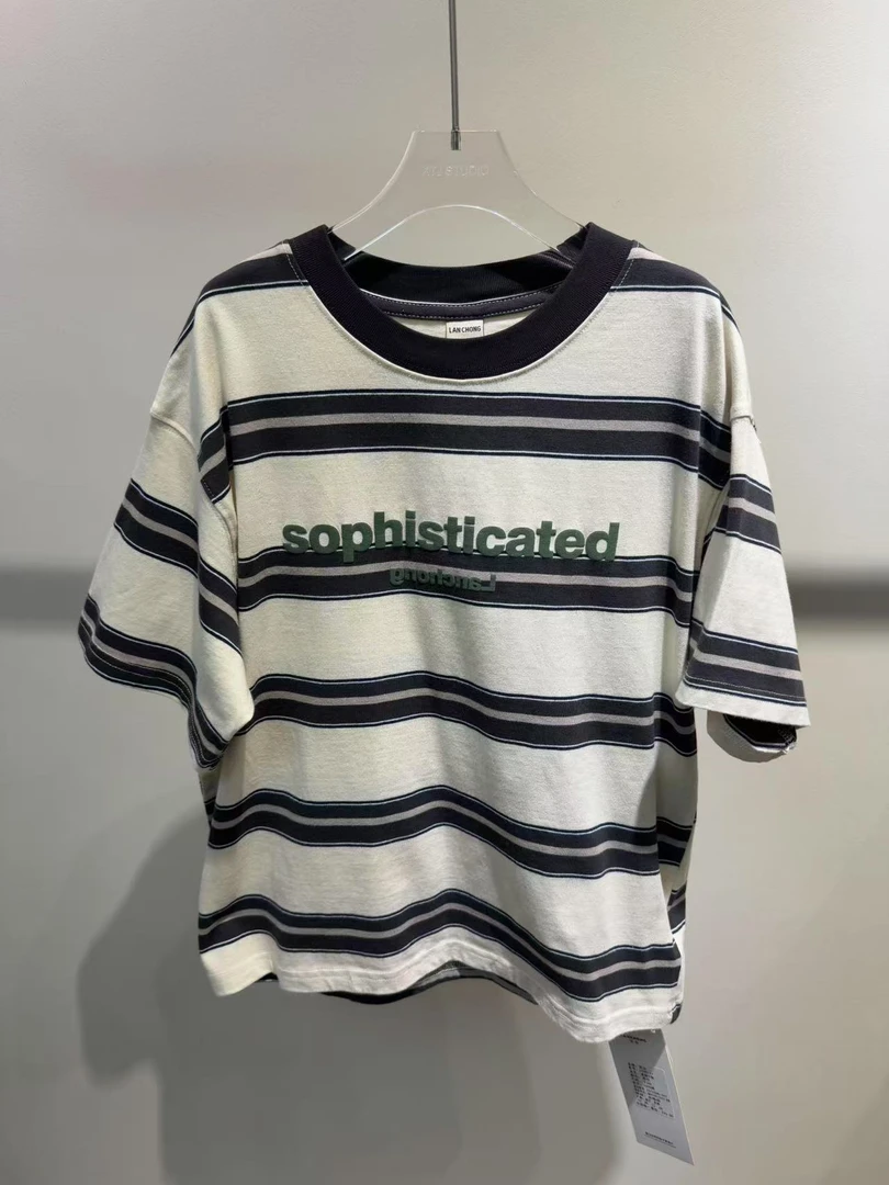 XTJ STUDIO童装 设计师款 LC中大童 条纹短袖 新品