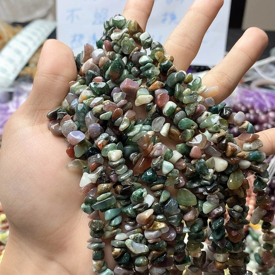 玛瑙/玉髓未镶嵌珠宝半成品一条天然印度玛瑙碎石B21