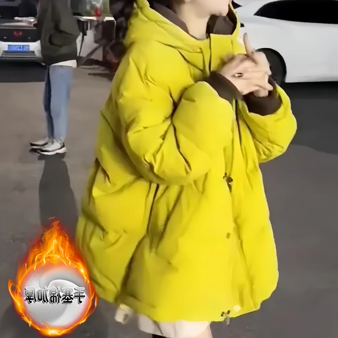 冬季时尚搭连帽宽松棉服女百搭保暖外套韩版穿搭洋气宽松显瘦棉袄
