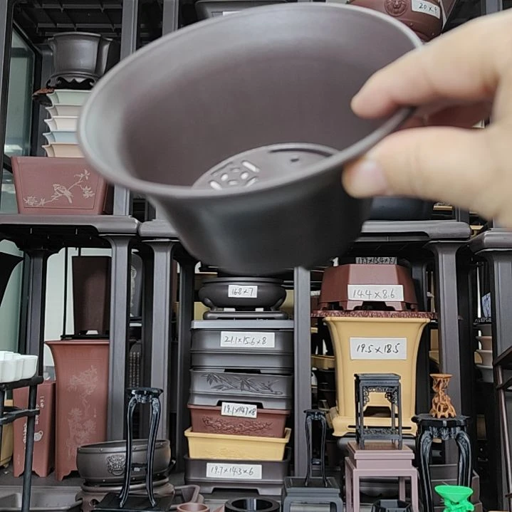 15只13.8*6.9斜圆盆紫檀色