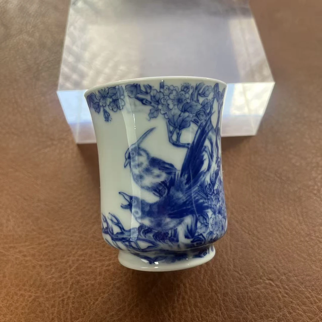 正春堂青花束带鸟束腰杯