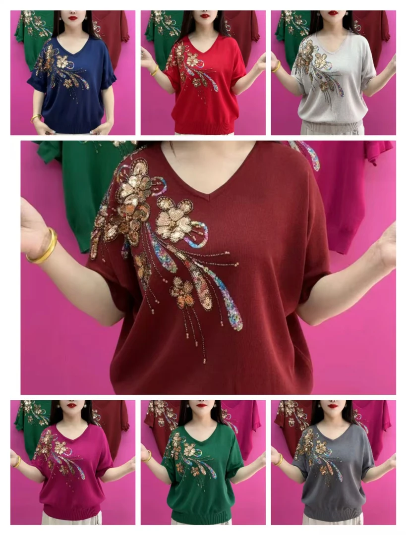 K99-1503重工绣花亮片衫