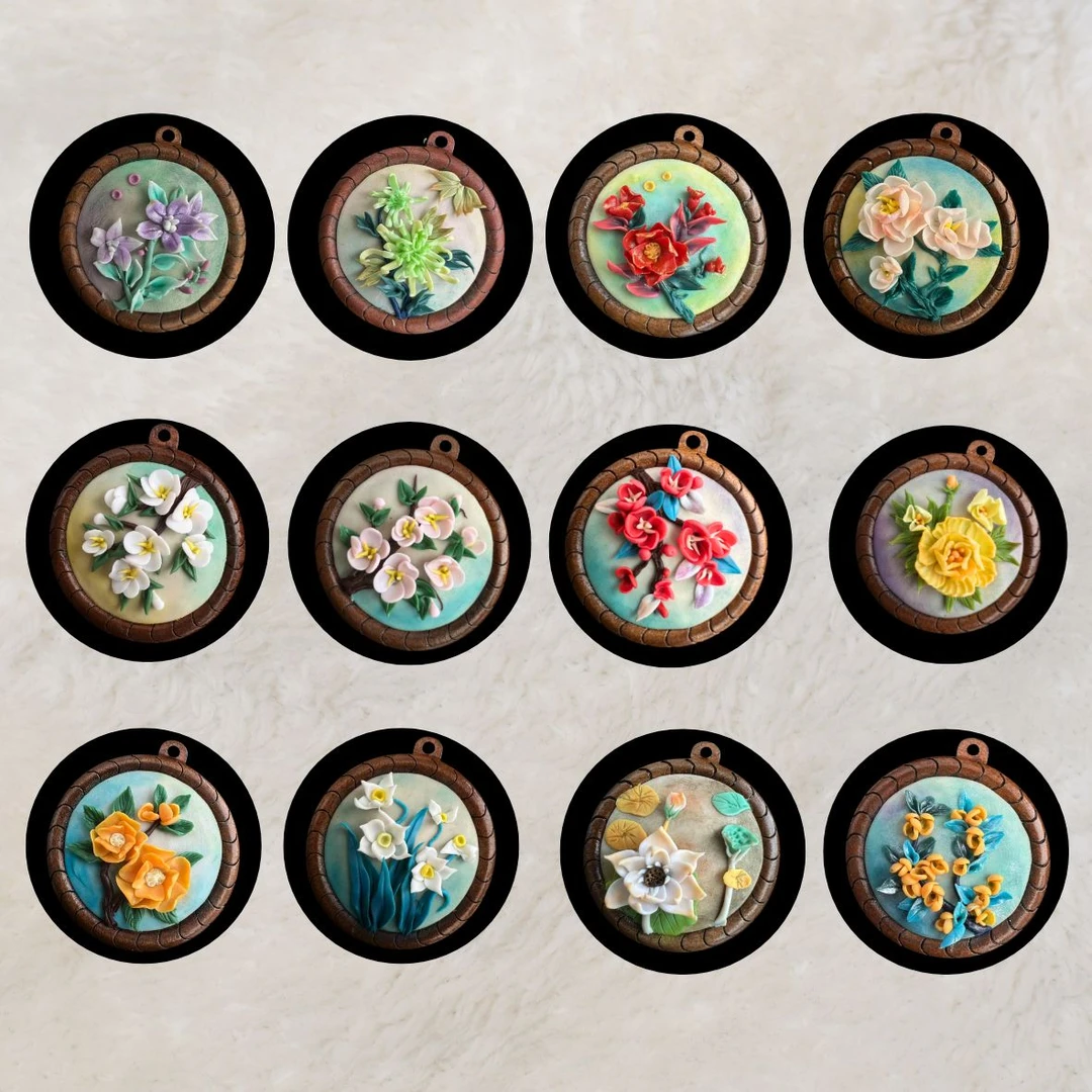 原创软陶手作项链<十二花神>二代