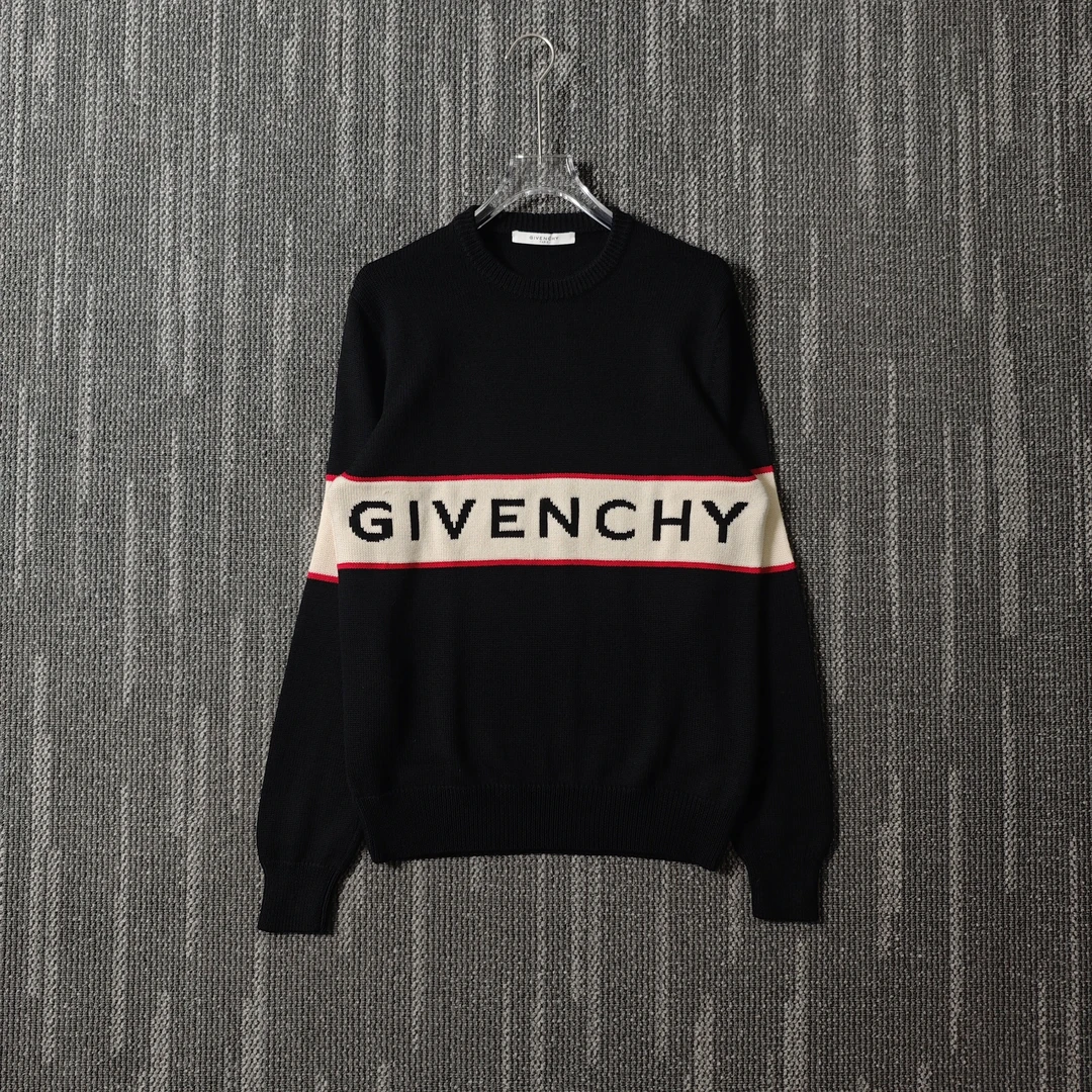 99新 Givenchy/纪梵希 字母Logo嵌花针织毛衣/L码/4709