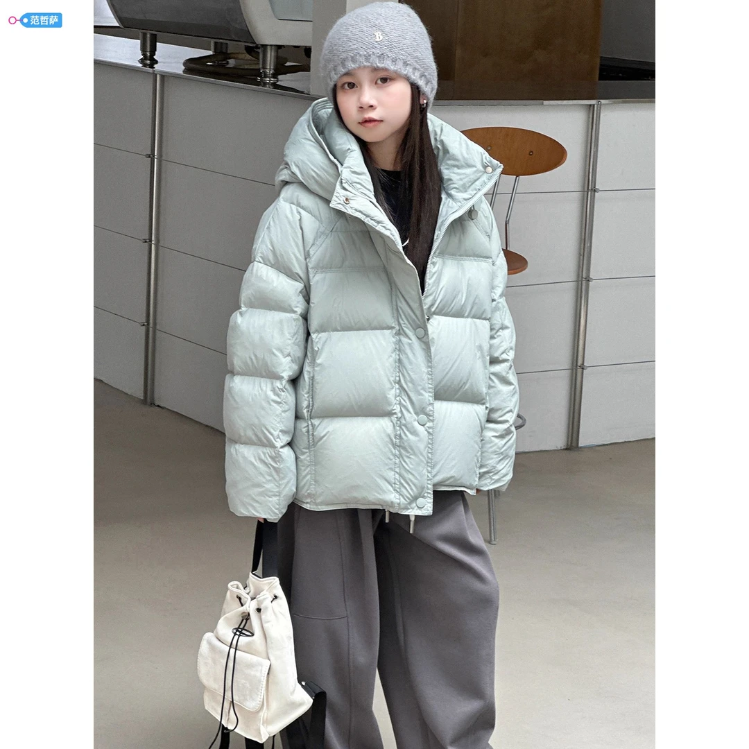 韩系秋冬新款儿童羽绒服90白鸭绒女童男中大童短款外套厚连帽洋气