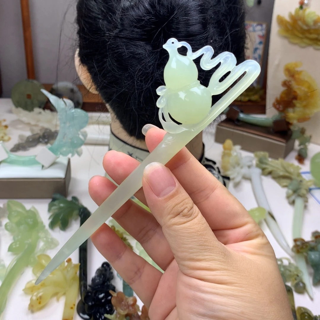 蛇纹石玉未镶嵌发饰