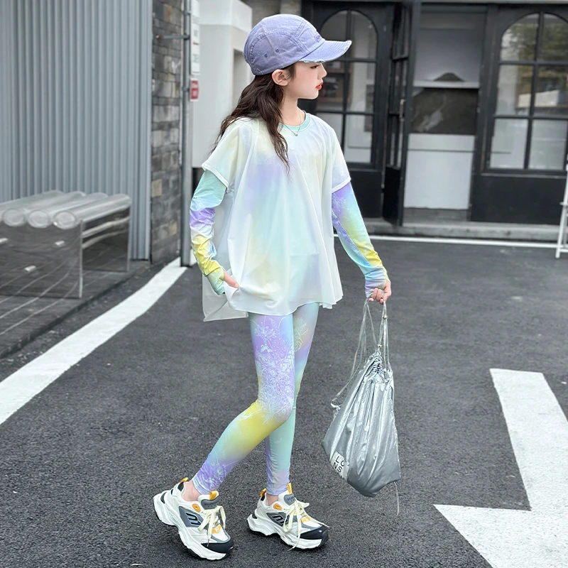 女童防晒衣夏季2025新款儿童装户外全身冰丝防晒服速干瑜伽运动服