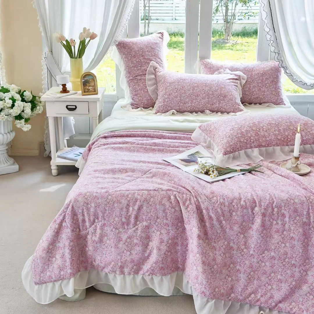 PINCAI/品彩韩式花边超柔印花夏凉被四件套-QQ06