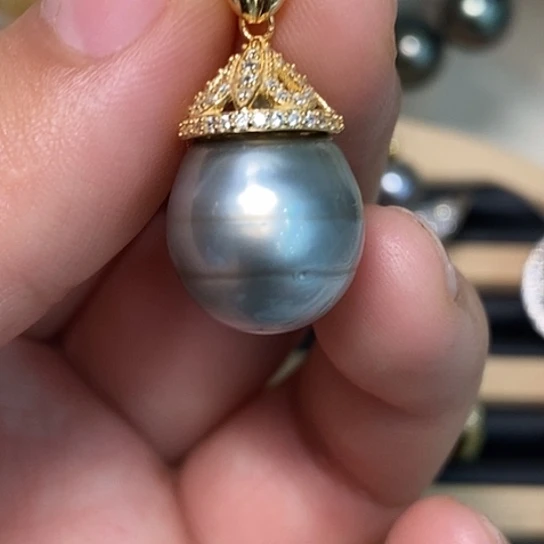 银S925镶嵌海水珍珠颈饰13.8