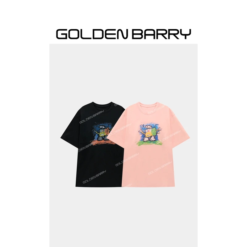 GOLDENBARRY|201004“蒸汽涂鸦”手绘卡通机器人T恤