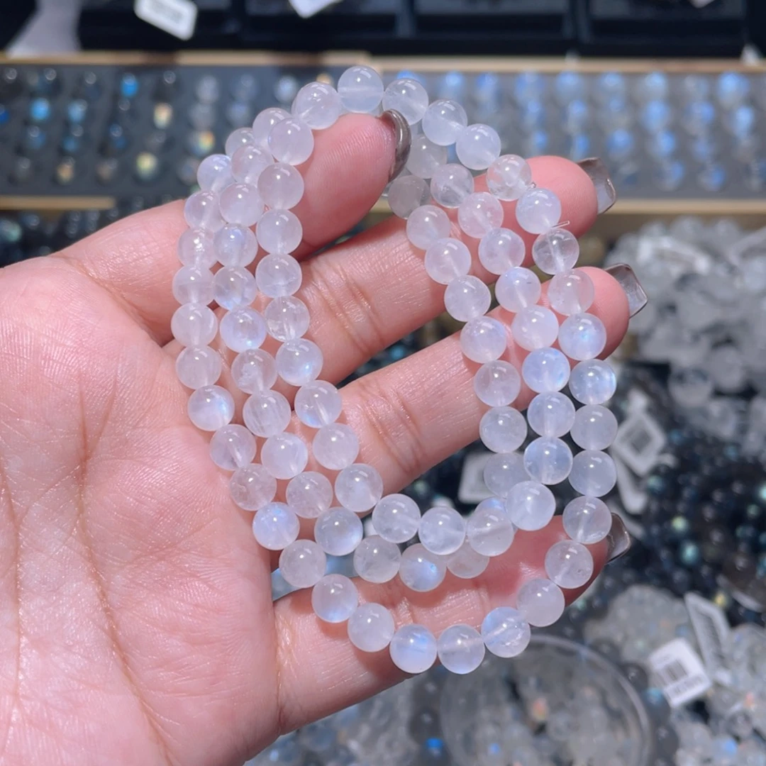 手链未镶嵌长石奶油体蓝月光手链多圈6.5mm捡漏价
