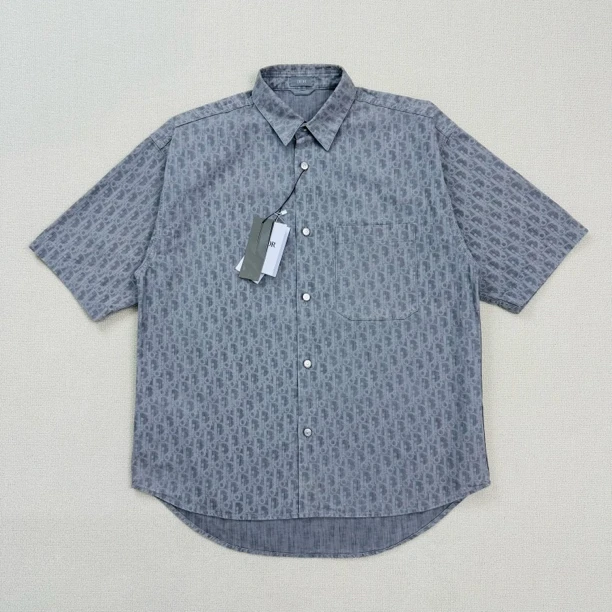 未使用 DIOR/迪奥 SS25满印老花短袖衬衣/40码/WL1787