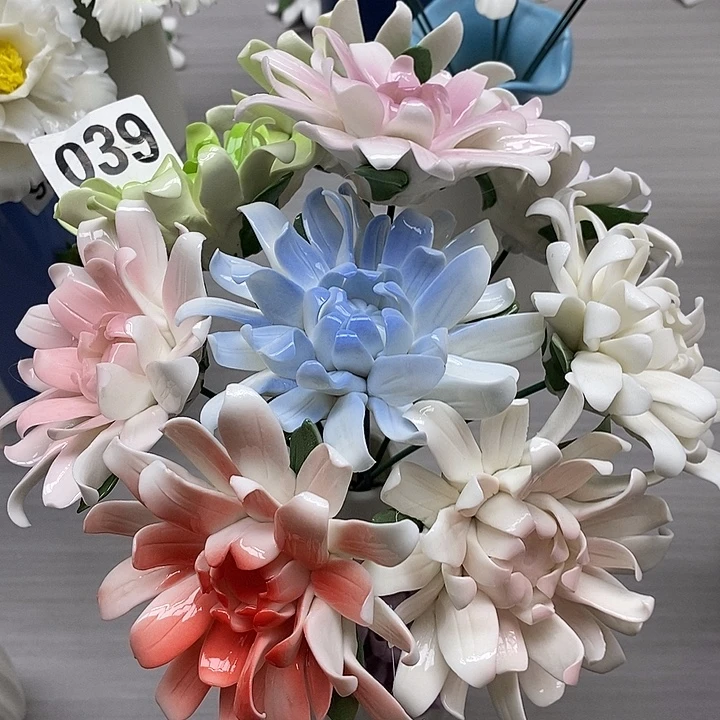 陶瓷陶瓷材料加工7朵菊花