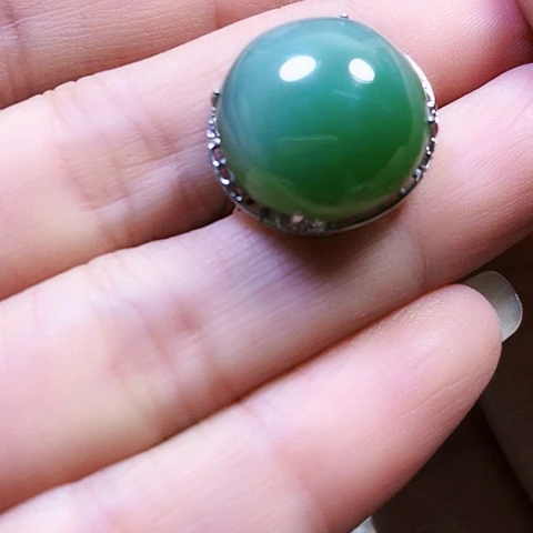 和田玉银S925镶嵌戒指