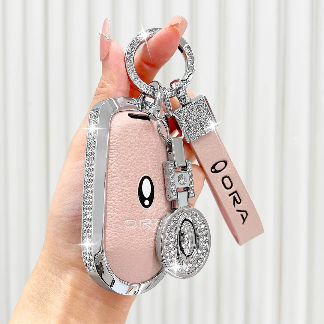 2024款欧拉好猫钥匙套新款好猫gt芭蕾猫芭蕾猫汽车真皮钥匙扣壳女