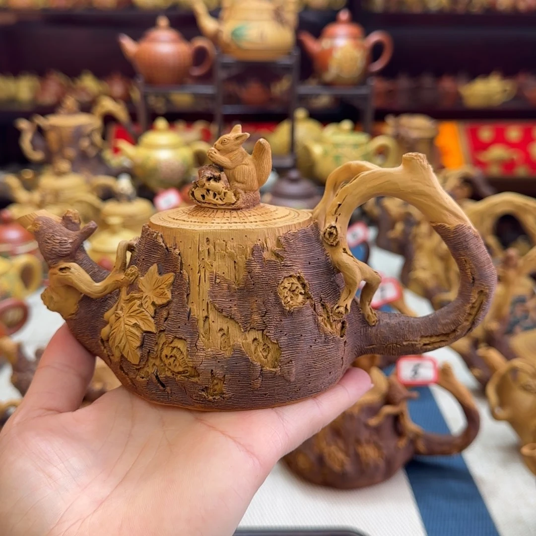 茶壶紫砂树桩松鼠