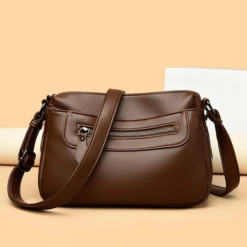 米琦袋鼠时尚妈妈包软皮品牌女包2025新款简约中年女士单肩斜挎包