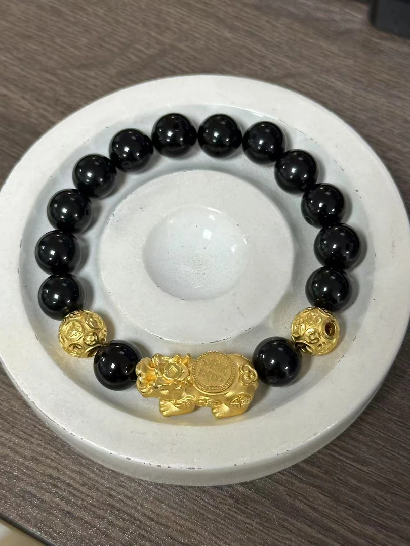 【足金999】卡10转运珠+黄金貔貅