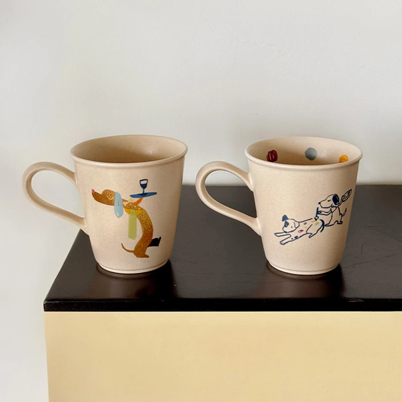 SoftServe柔软供应xFengdu《彩色涂鸦小狗》陶瓷杯搅拌勺套装礼盒