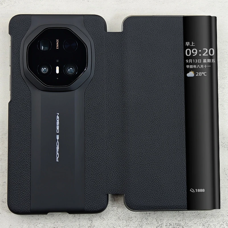 适用华为mate70rs手机壳翻盖牛皮真皮奢华磁力盖面保护套原装高档