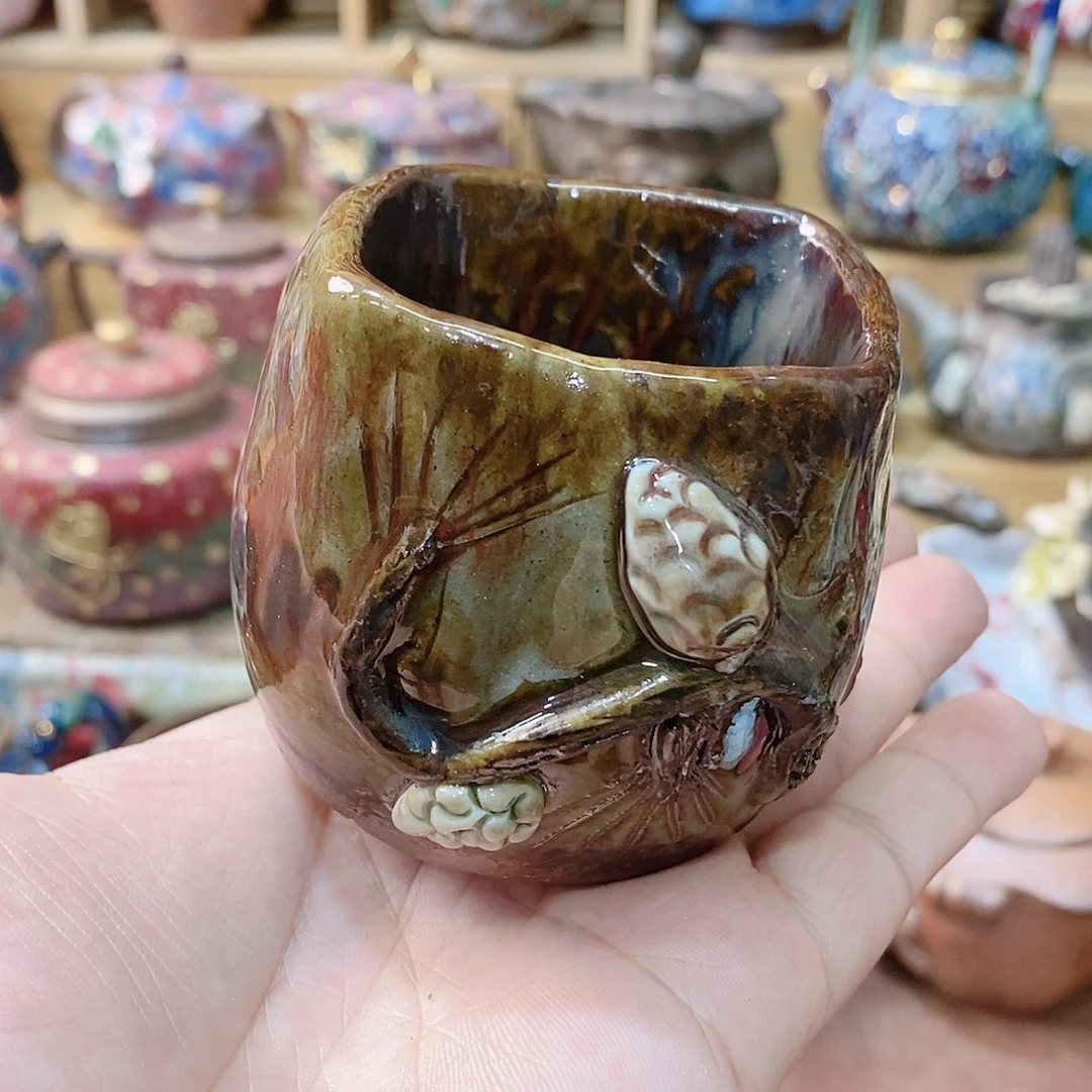 粗陶志野柴烧茶具
