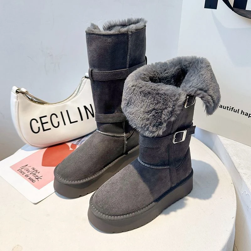 2372新款雪地靴女短筒2024年新款加绒厚底防滑短靴