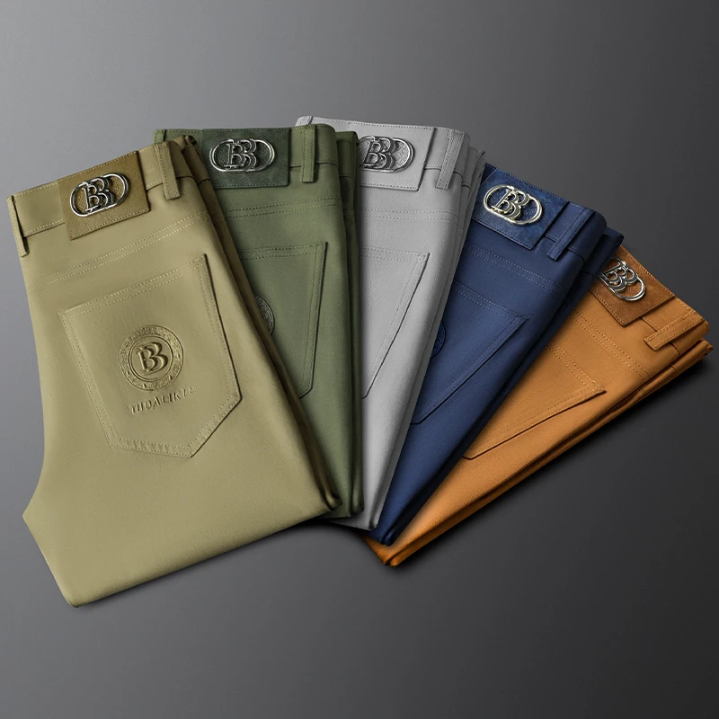 2025春夏休闲裤弹力男裤卡其轻奢 薄款修身商务潮流裤长裤精英裤