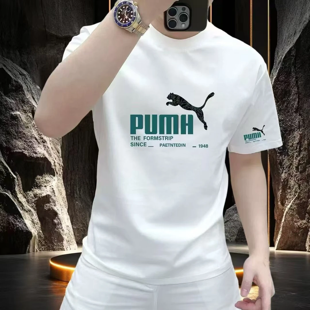 欧洲站男士纯棉短袖潮牌时尚卡通字母印花半袖体恤夏季修身打底衫