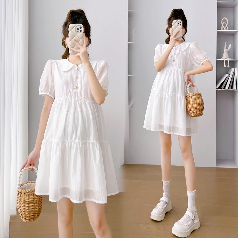 【程程家】孕妇连衣裙女夏季韩版宽松高级感可甜可盐娃娃领公主裙