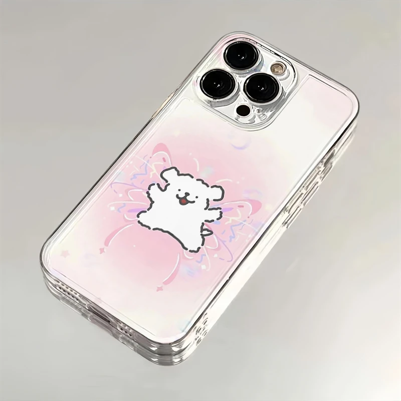 线条小狗彩带翅膀适用苹果iPhone16pro小米15华为手机壳12太空MT