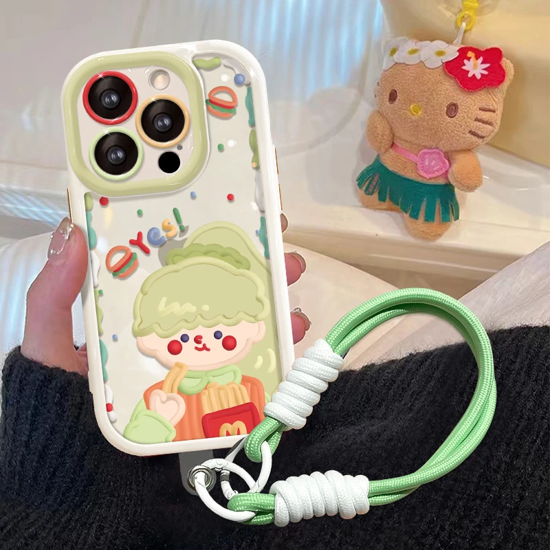 适用iPhone16ProMax13苹果手机壳15plus14多巴胺女孩挂绳高级感硬