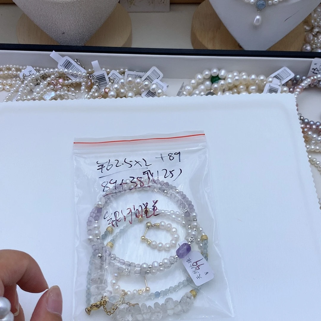 银S925镶嵌手绳淡水珍珠