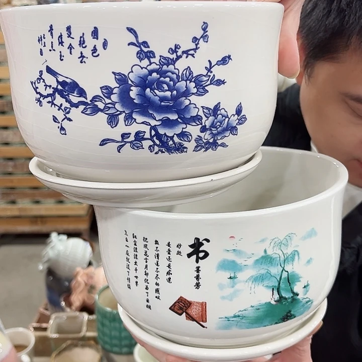 陶瓷陶瓷花盆有带冰裂效果
