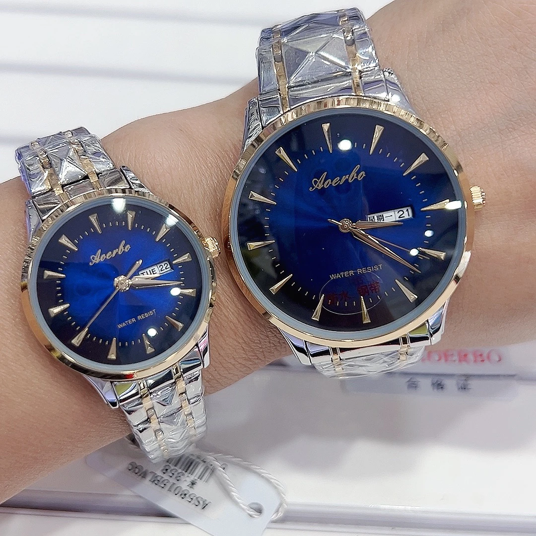 无品牌澳尔博品牌情侣装简单大气百搭防水简约潮流情侣表气质经典