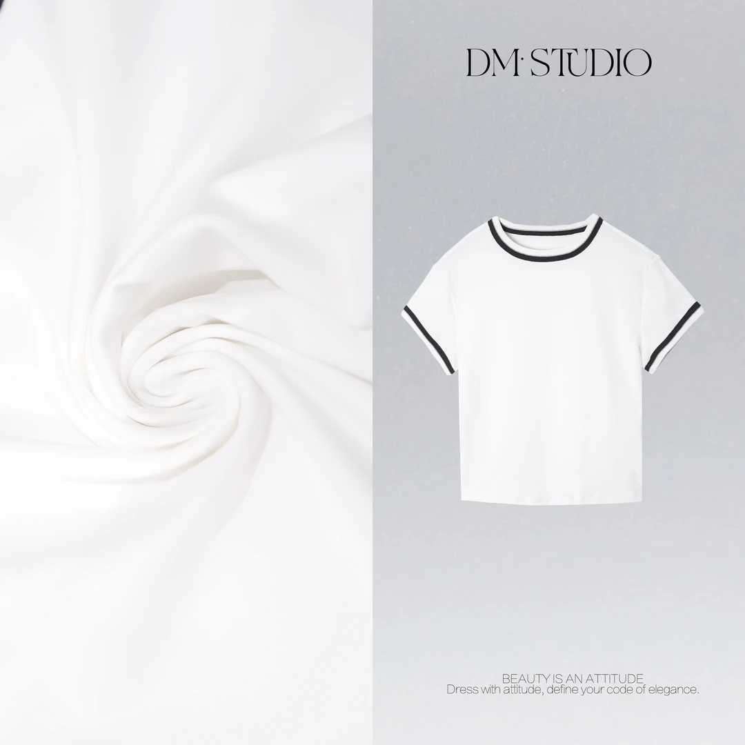 DEDM•STUDIO/百搭显瘦极简风气质圆领短袖上衣T恤2508TX/F51921