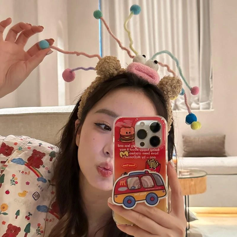 明星同款彩色毛绒扭扭棒发箍女甜美可爱搞怪洗脸不压发头箍发饰