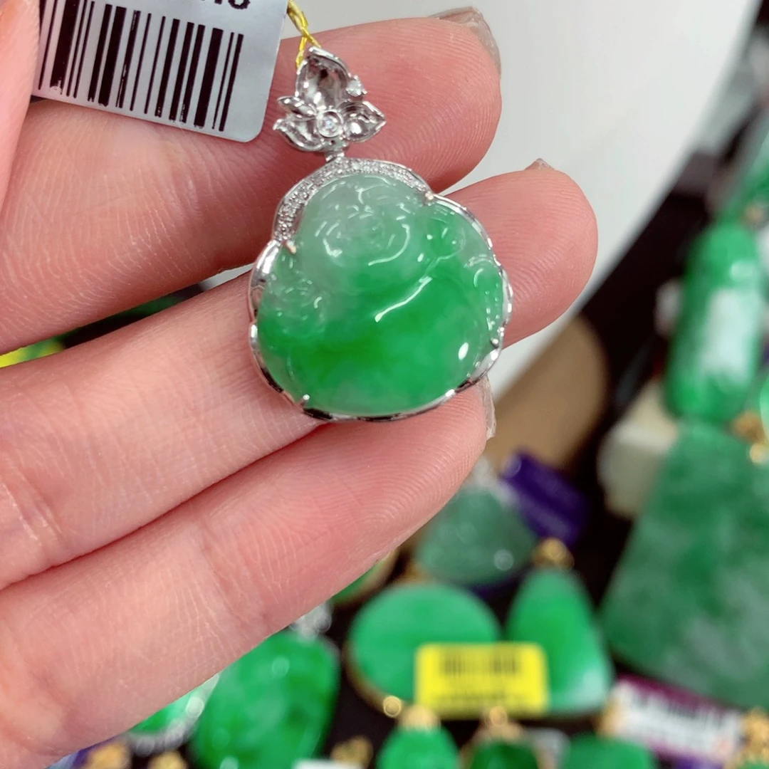 翡翠18K金镶嵌吊坠(不含链)