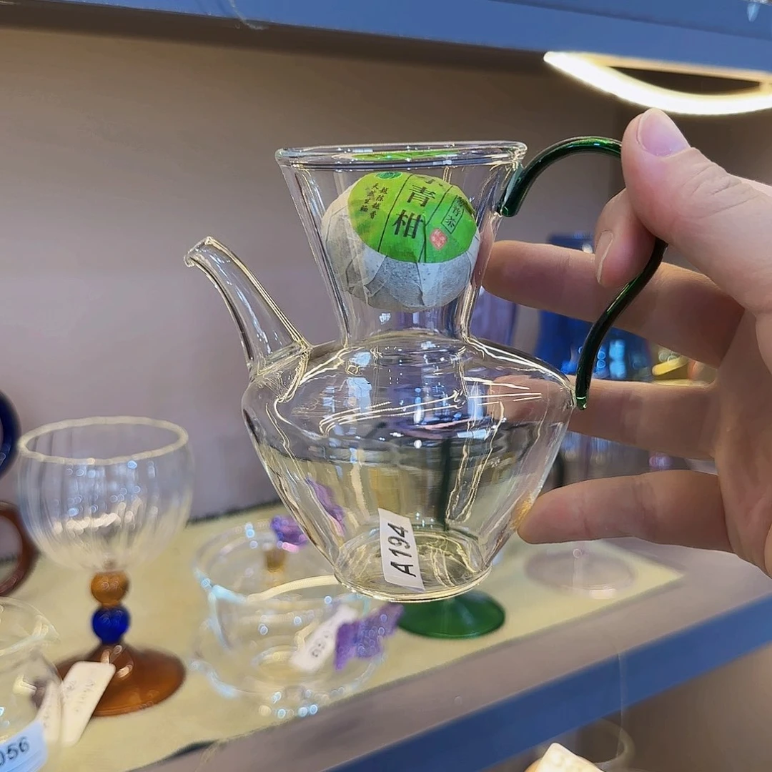 194小青柑壶墨绿把手高硼硅玻璃