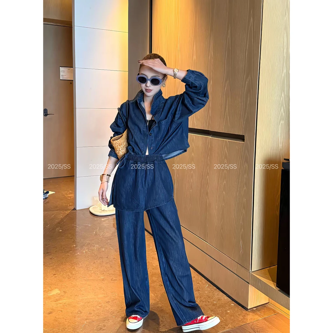 【娇娇私服定制】新款上新时尚设计感牛仔套装（裤长100）21527#