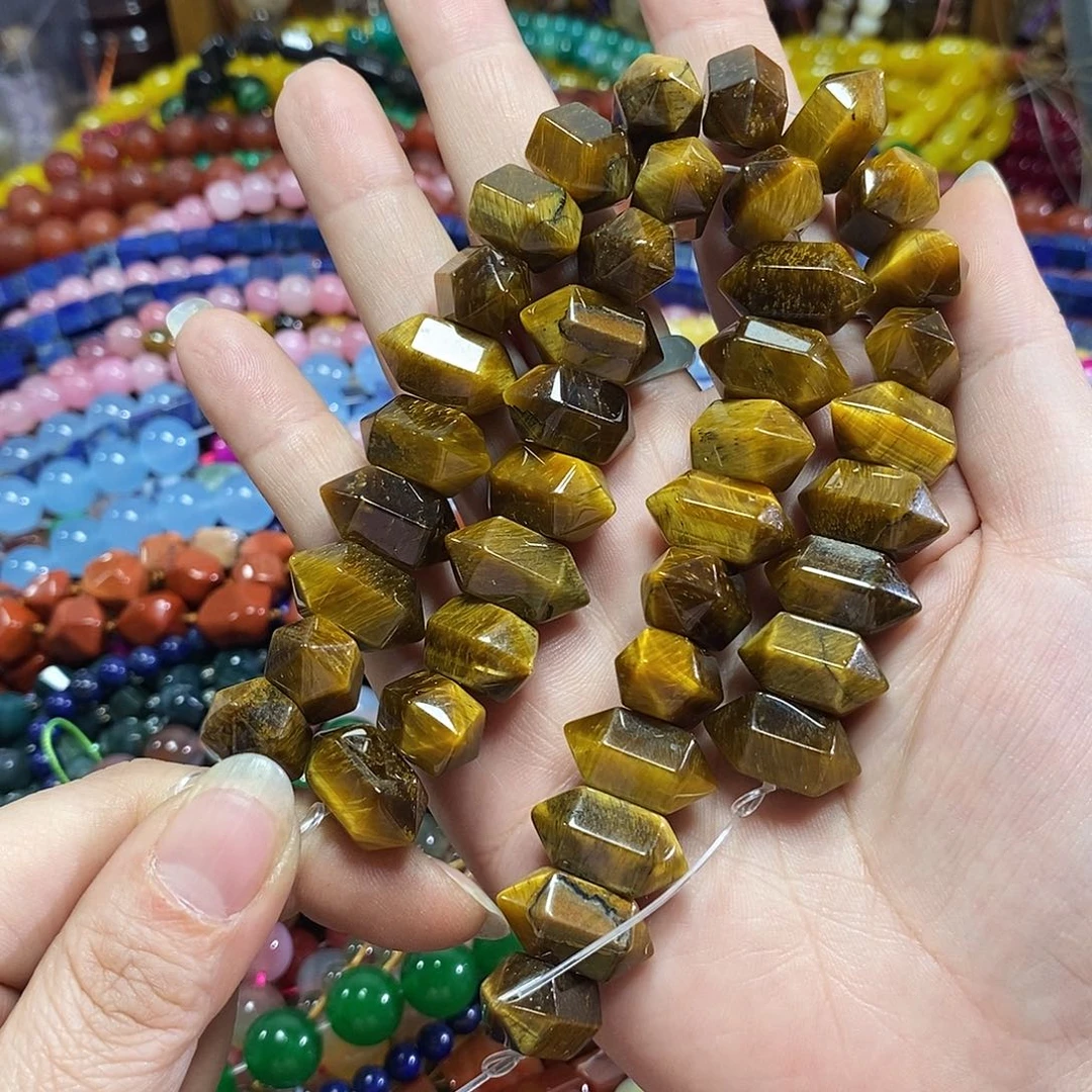 玛瑙/玉髓未镶嵌珠宝半成品天然虎眼双尖20颗