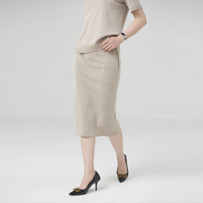 织希TESSITI | 春季新款气质温柔经典格纹针织半裙