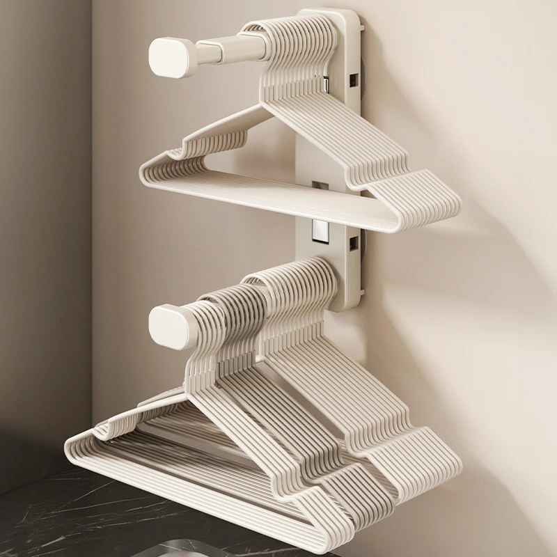 吸盘衣架收纳神器家用阳台多功能伸缩免打孔无痕挂衣架子墙上壁挂