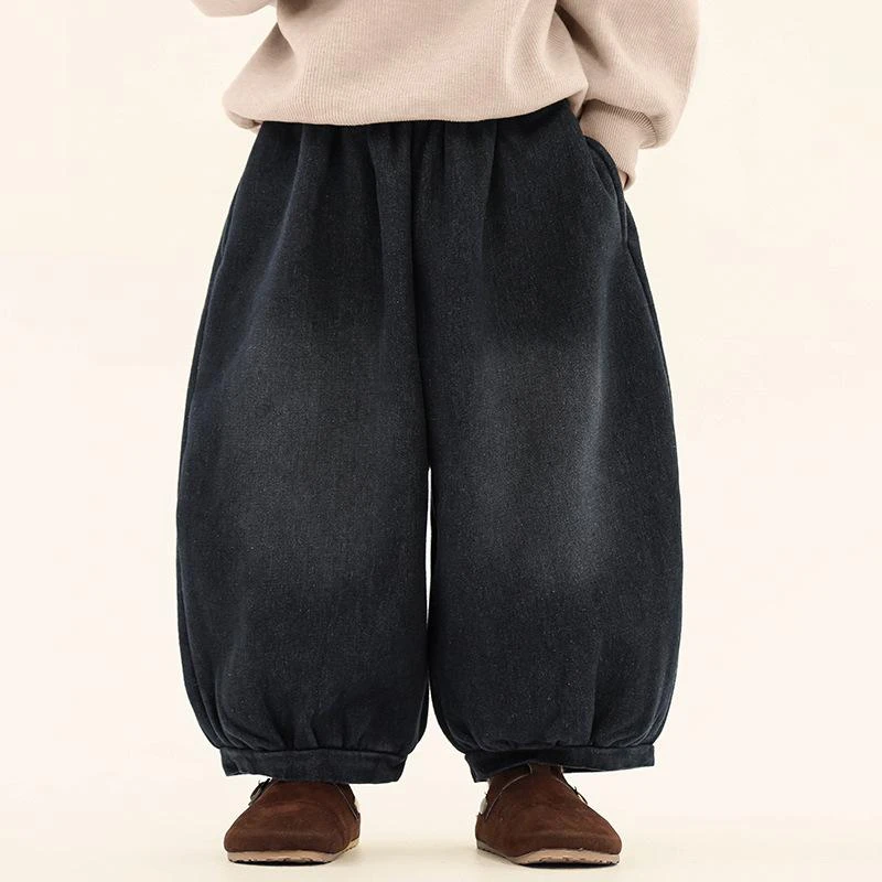 童装秋冬男童宝宝牛仔裤冬款一体绒灯笼裤中小童韩版保暖裤子I