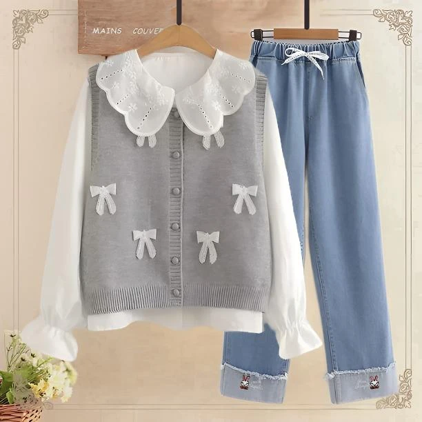 2025年新款12-15-18岁女学生秋装套装少女学院风秋季时尚三件套潮