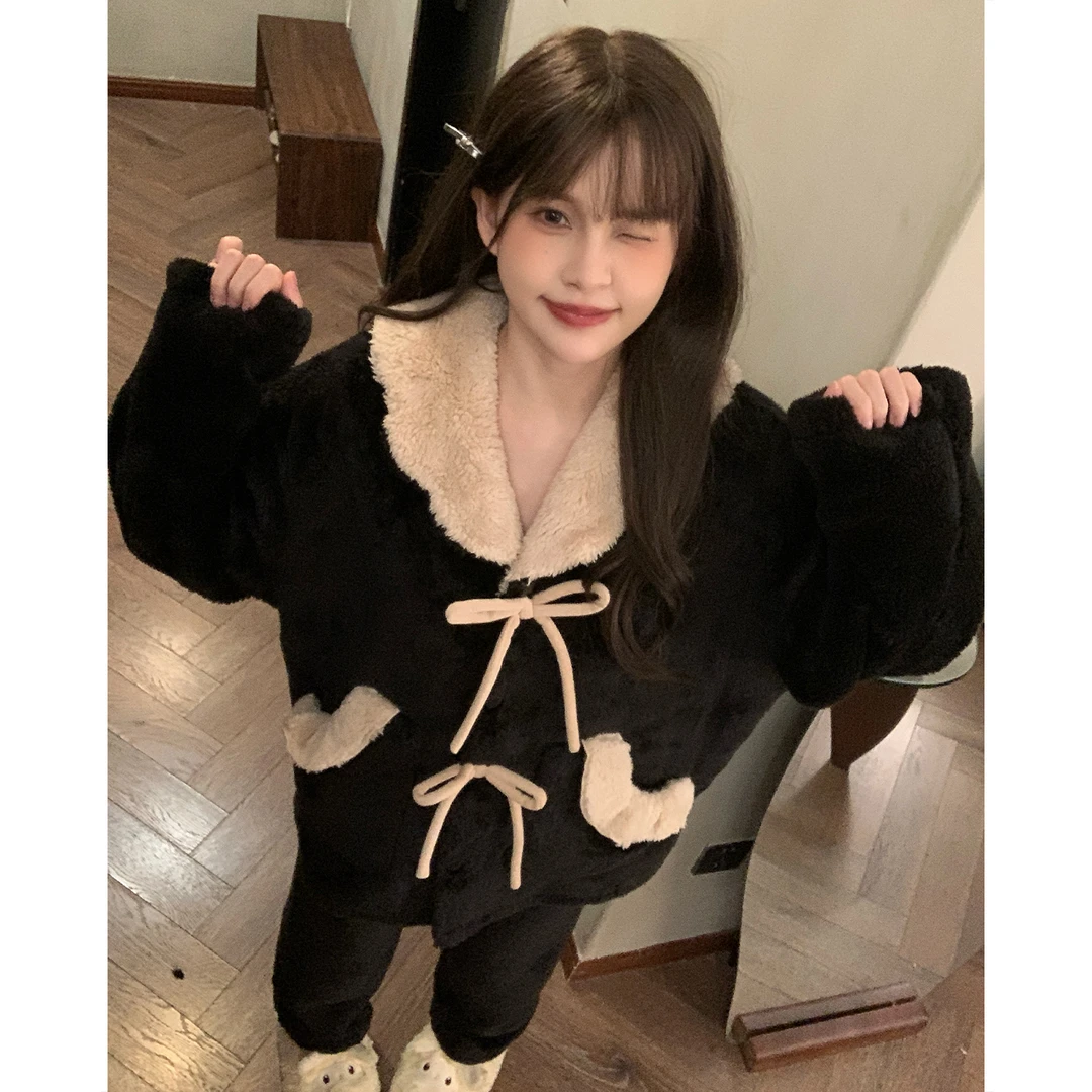 珊瑚绒秋冬季睡衣女款爆款2025新款法兰绒加绒加厚套装保暖家居服