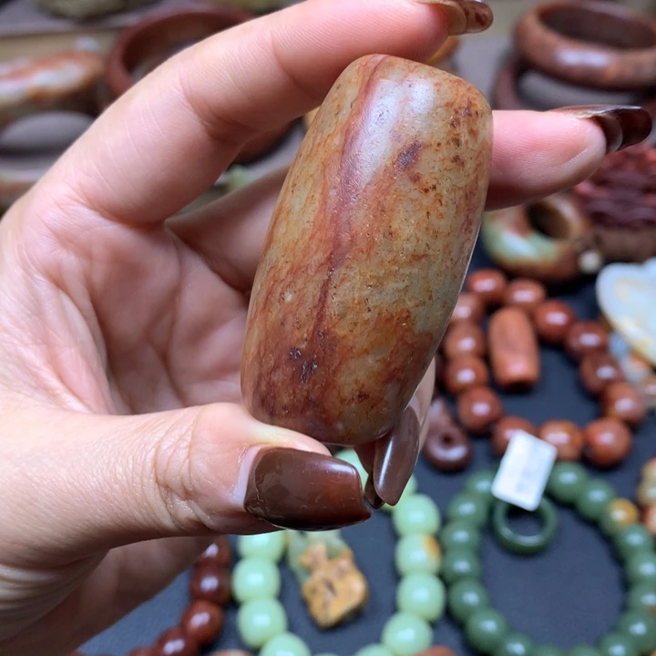 透闪石质玉未镶嵌挂件满肉沁丝大勒子挂件手把两用