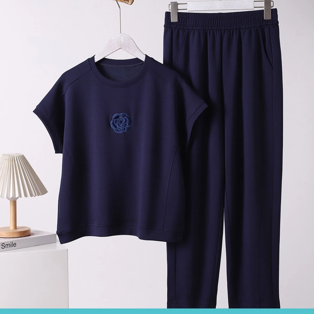 X0401山茶果冻套装时尚洋气气质夏季运动显瘦夏装