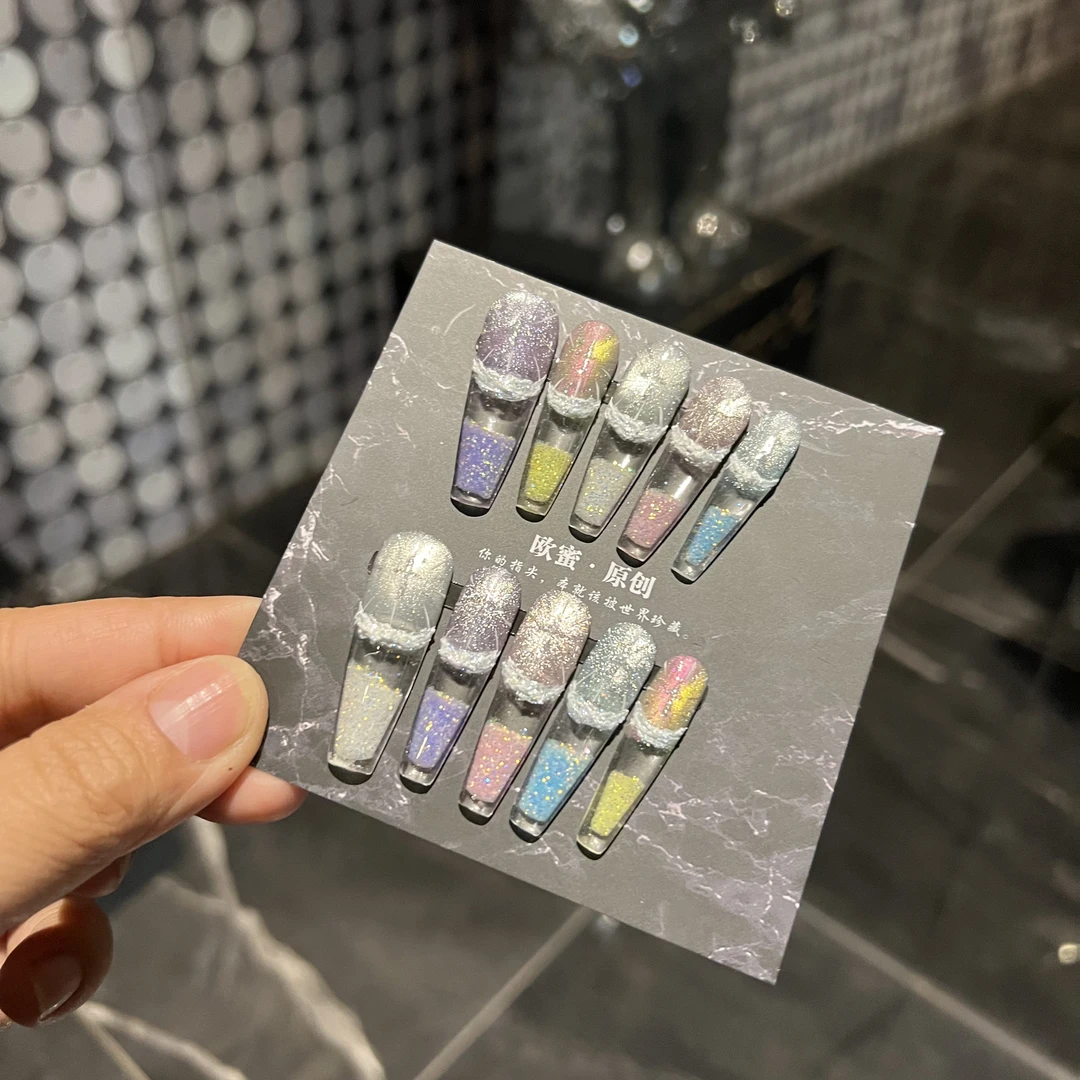 十指流沙【圣光神谕】纯手工高级定制十指流沙美甲穿戴甲纯手工